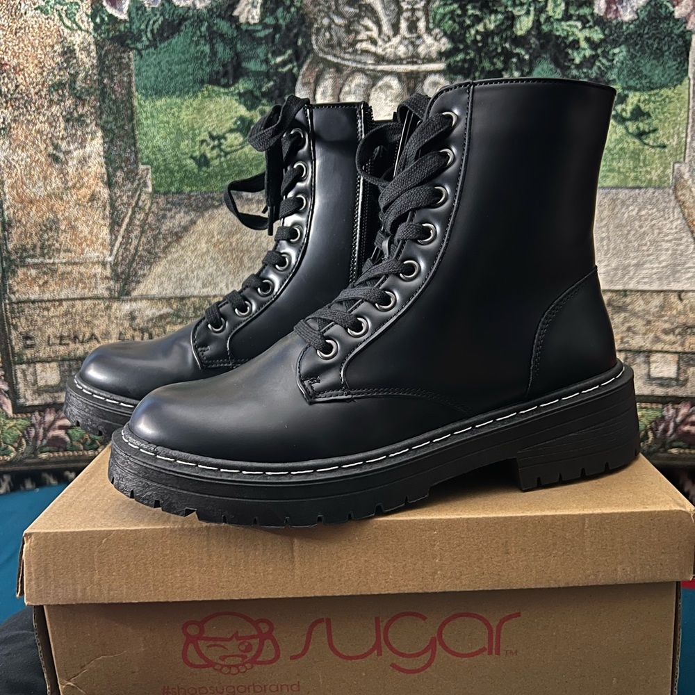 Sugar Black Combat Boots